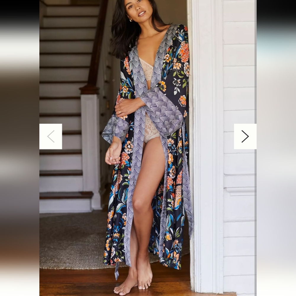 Anthropologie Navy Kimono Robe
